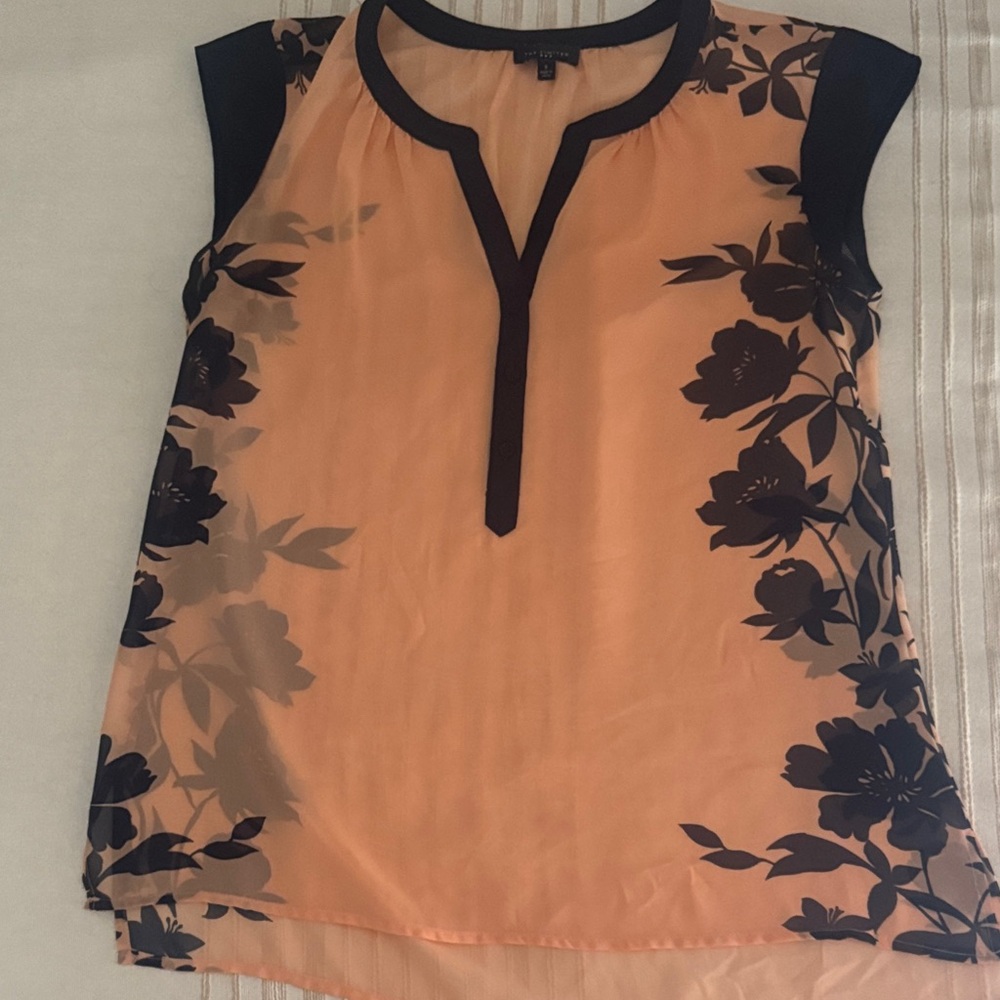 Worthington Orange and Black Floral Blouse